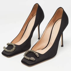 Gucci Black Satin Dionysus Crystals Pumps Size 40.5