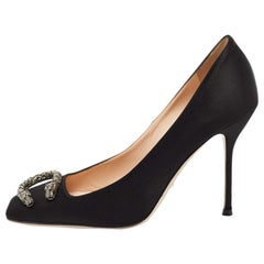 Gucci Black Satin Dionysus Crystals Pumps Size 40.5
