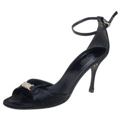 Gucci Black Satin Embellished Ankle Strap Sandals Size 38