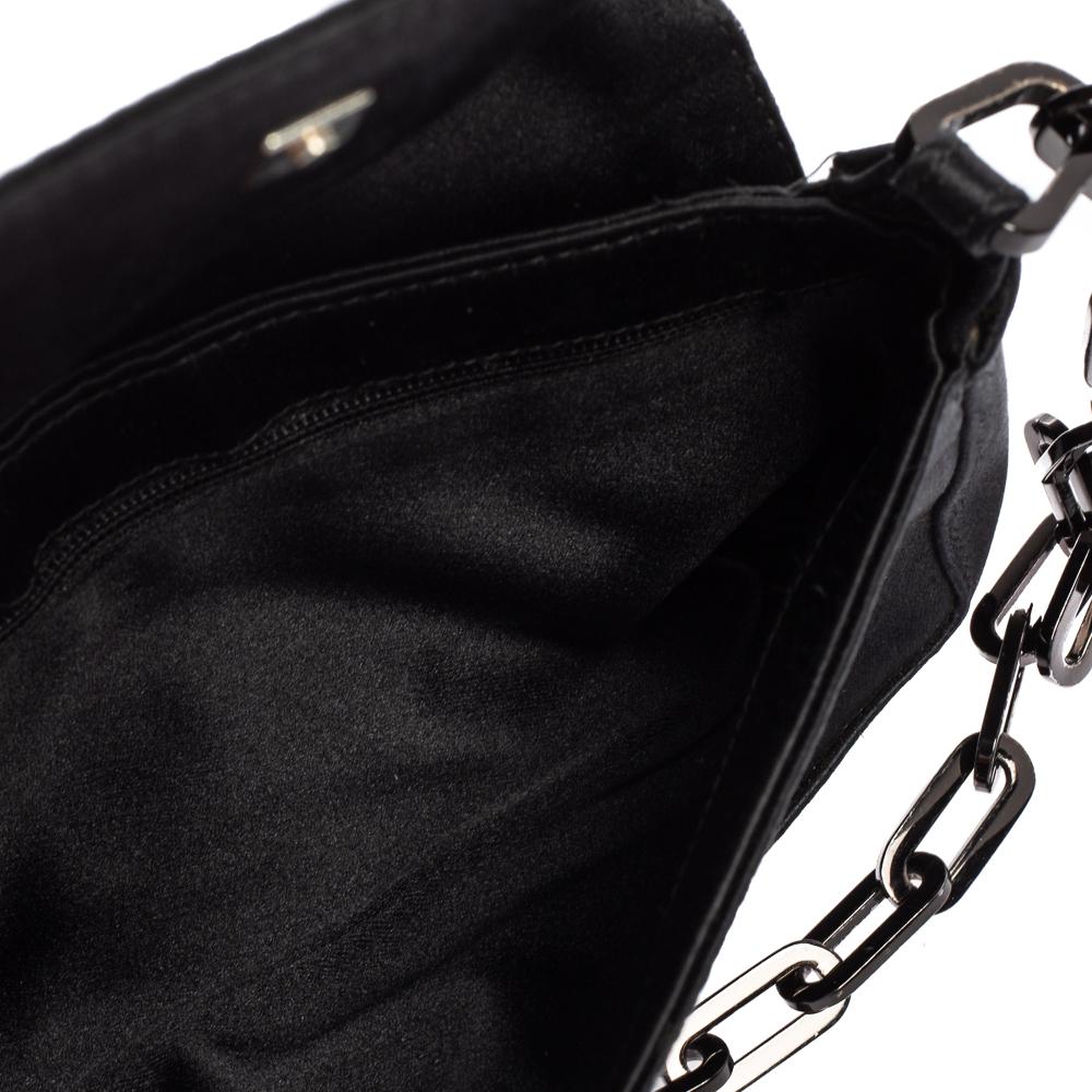 Gucci Black Satin Flap Chain Shoulder Bag 3