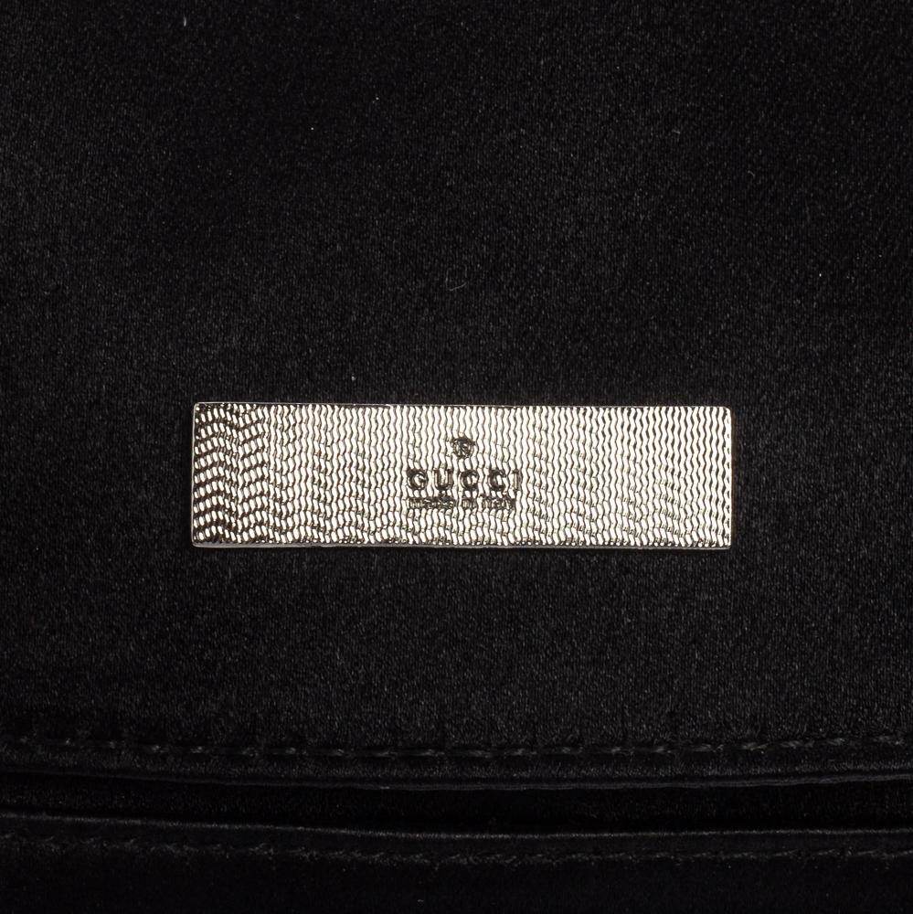 Gucci Black Satin Flap Chain Shoulder Bag 4