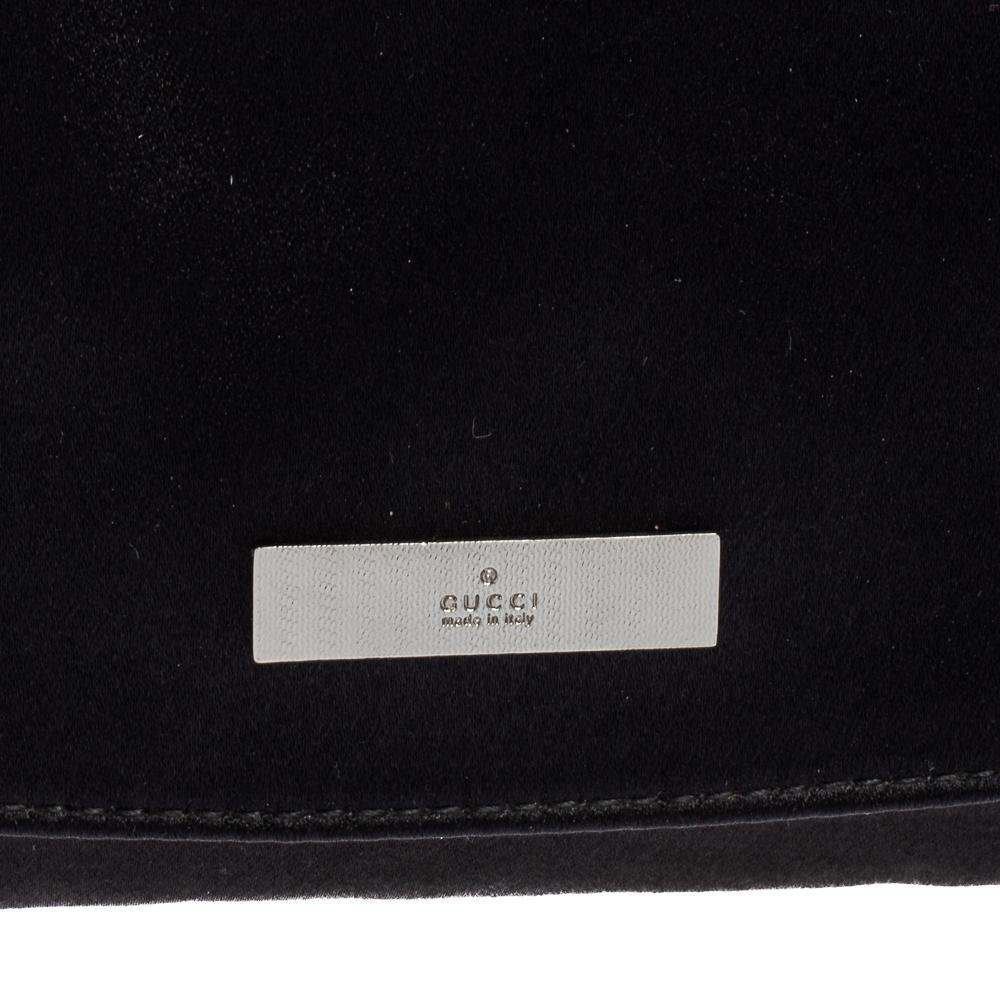 Gucci Black Satin Flap Chain Shoulder Bag 5