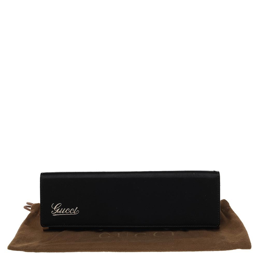 Gucci Black Satin Signature Clutch 7