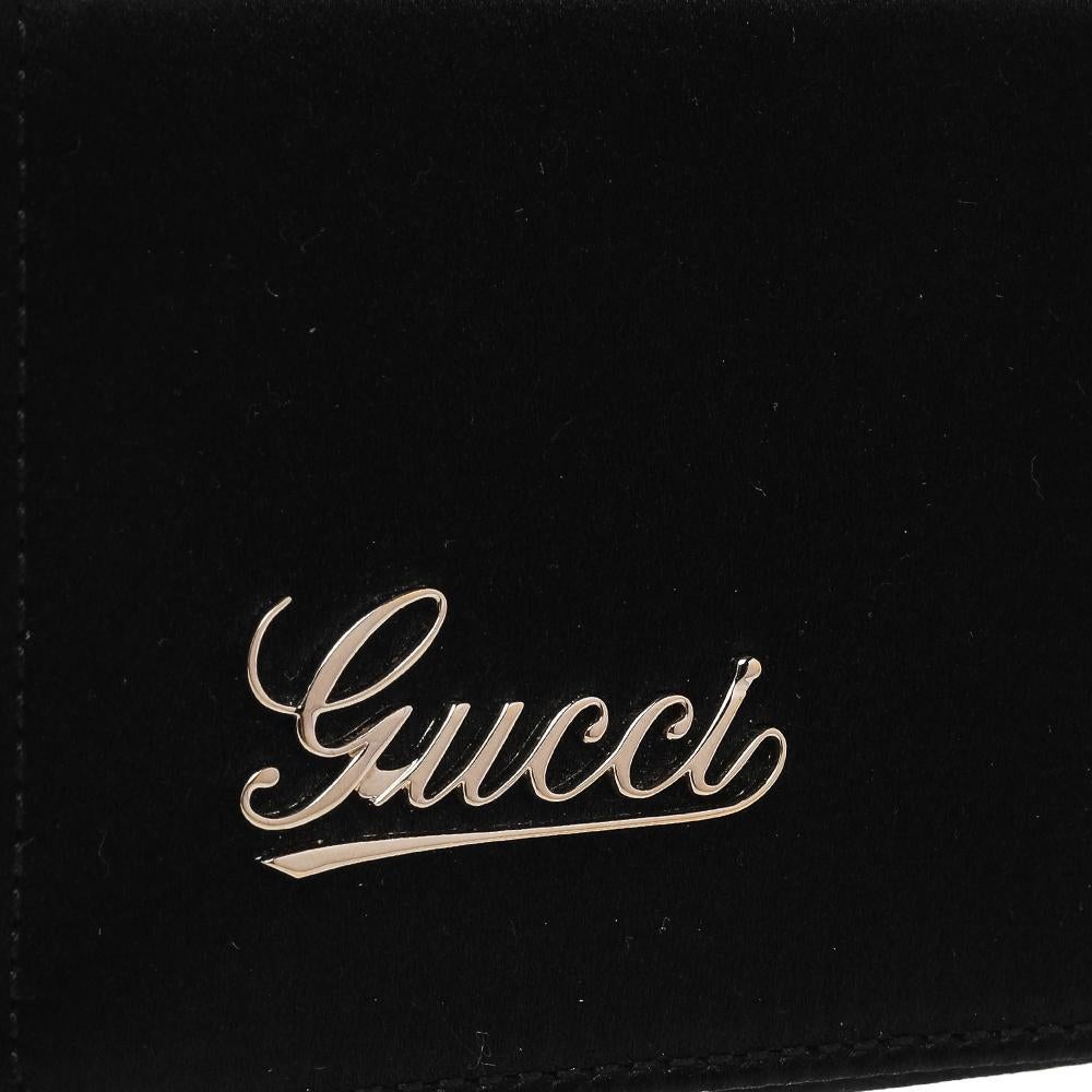 Gucci Black Satin Signature Clutch 2
