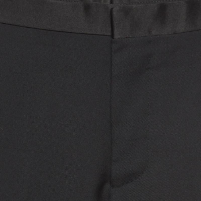 Nero Gucci Pantaloni da abito in misto lana con finiture in raso nero XS in vendita