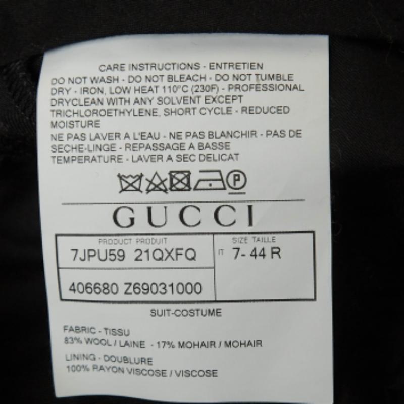 Gucci Pantaloni da abito in misto lana con finiture in raso nero XS in vendita 1