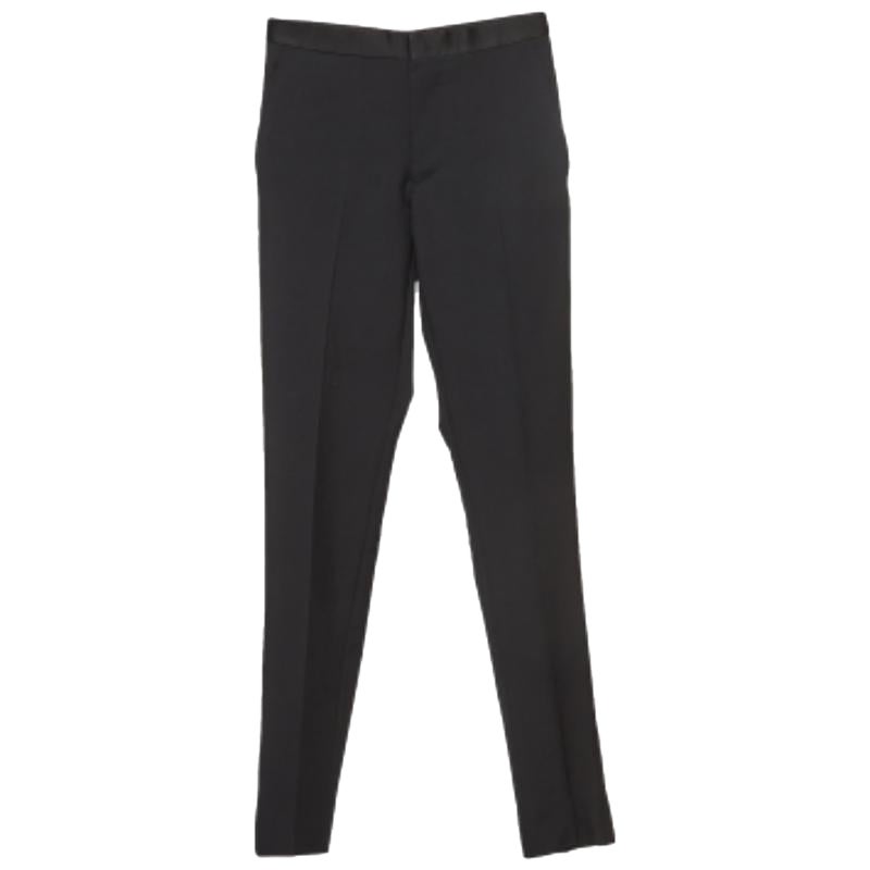 Gucci Pantaloni da abito in misto lana con finiture in raso nero XS