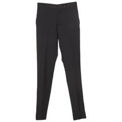Gucci Pantaloni da abito in misto lana con finiture in raso nero XS