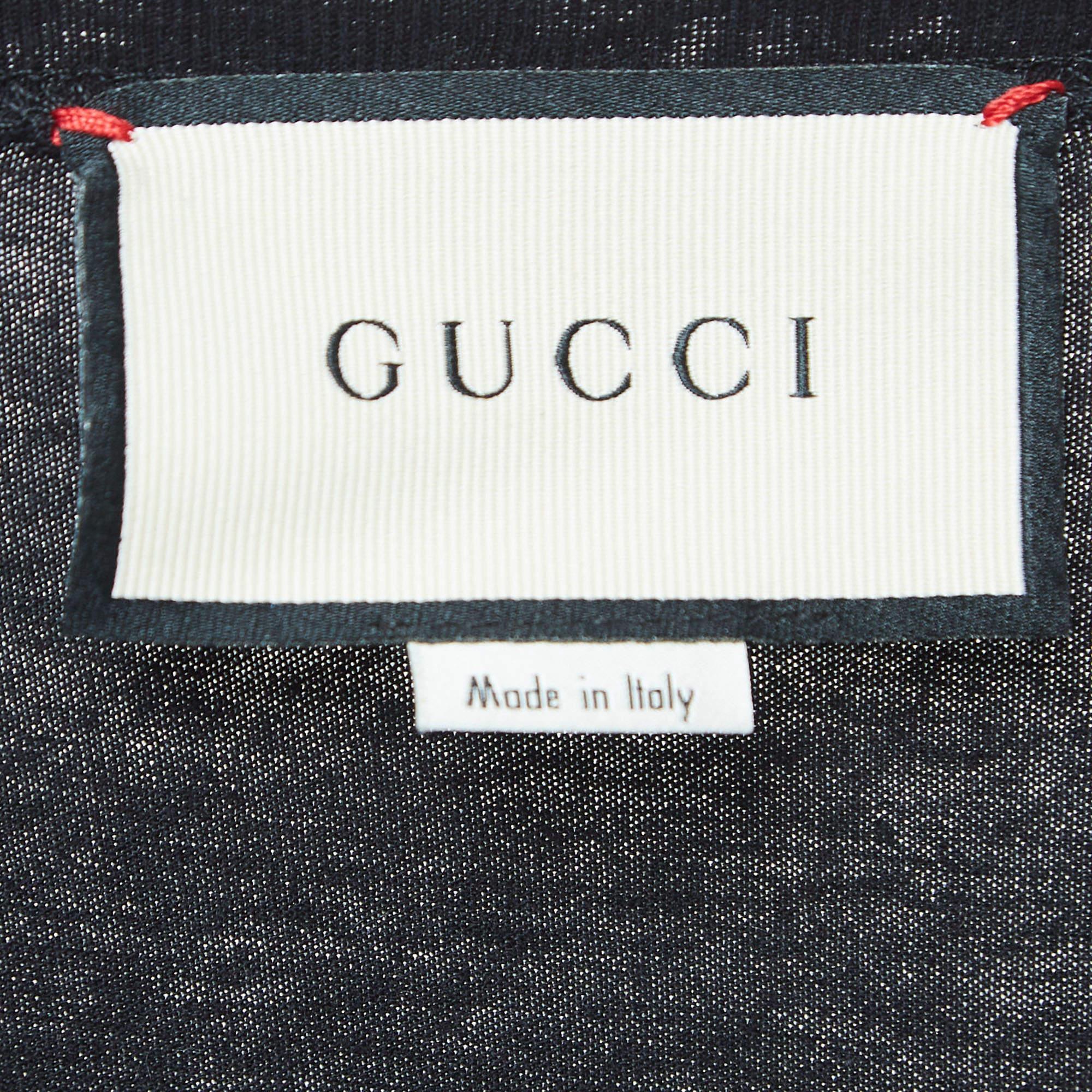 Women's Gucci Black Sequined Embroidered Cotton T-Shirt S For Sale