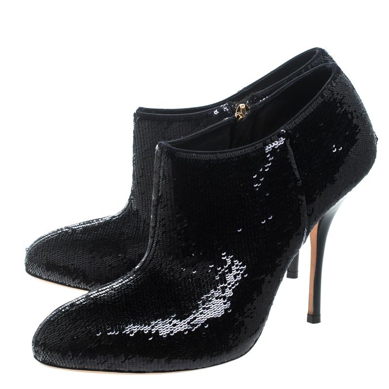 Gucci Black Sequins Ankle Booties Size 37.5 1