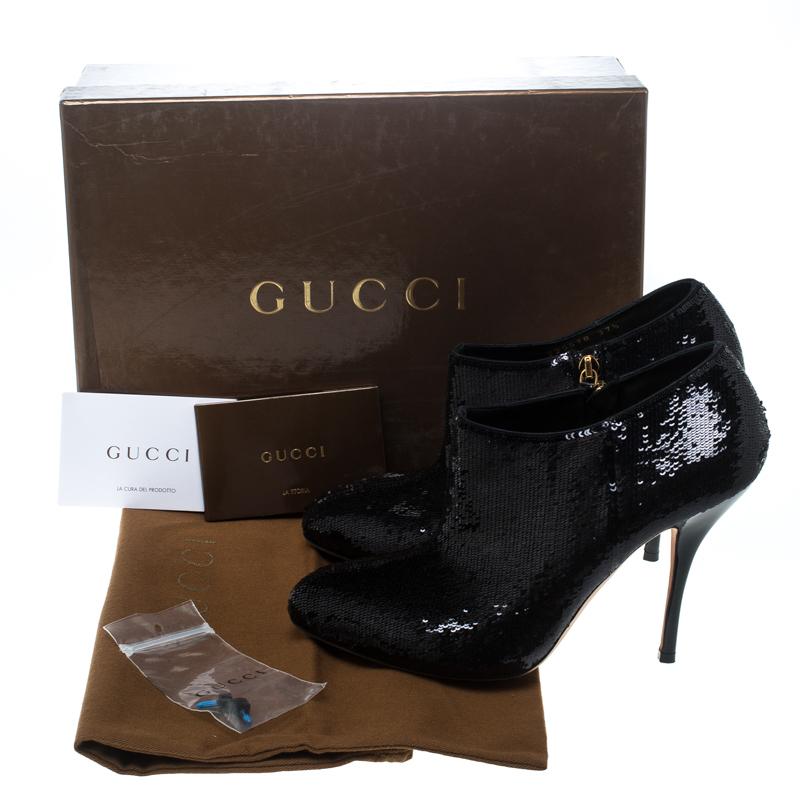 Gucci Black Sequins Ankle Booties Size 37.5 2