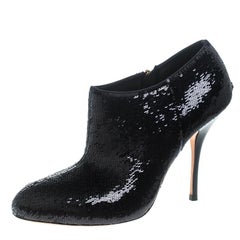 Gucci Black Sequins Ankle Booties Size 37.5