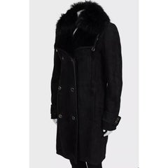 Gucci Black Shearling Double-Breasted Coat Sz.L