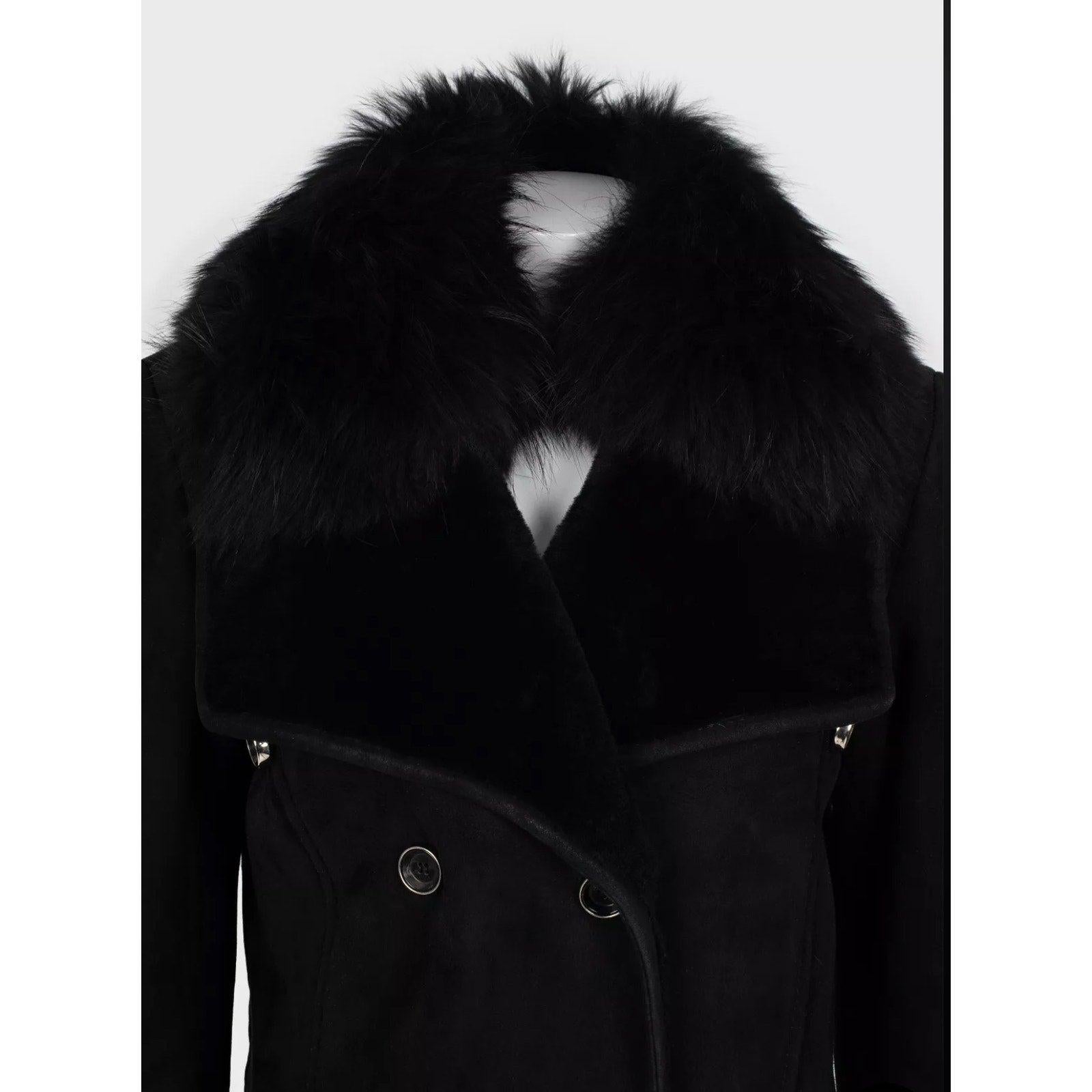 Gucci Cappotto doppiopetto in shearling nero Sz.L. In condizioni buone in vendita a Krakow, PL