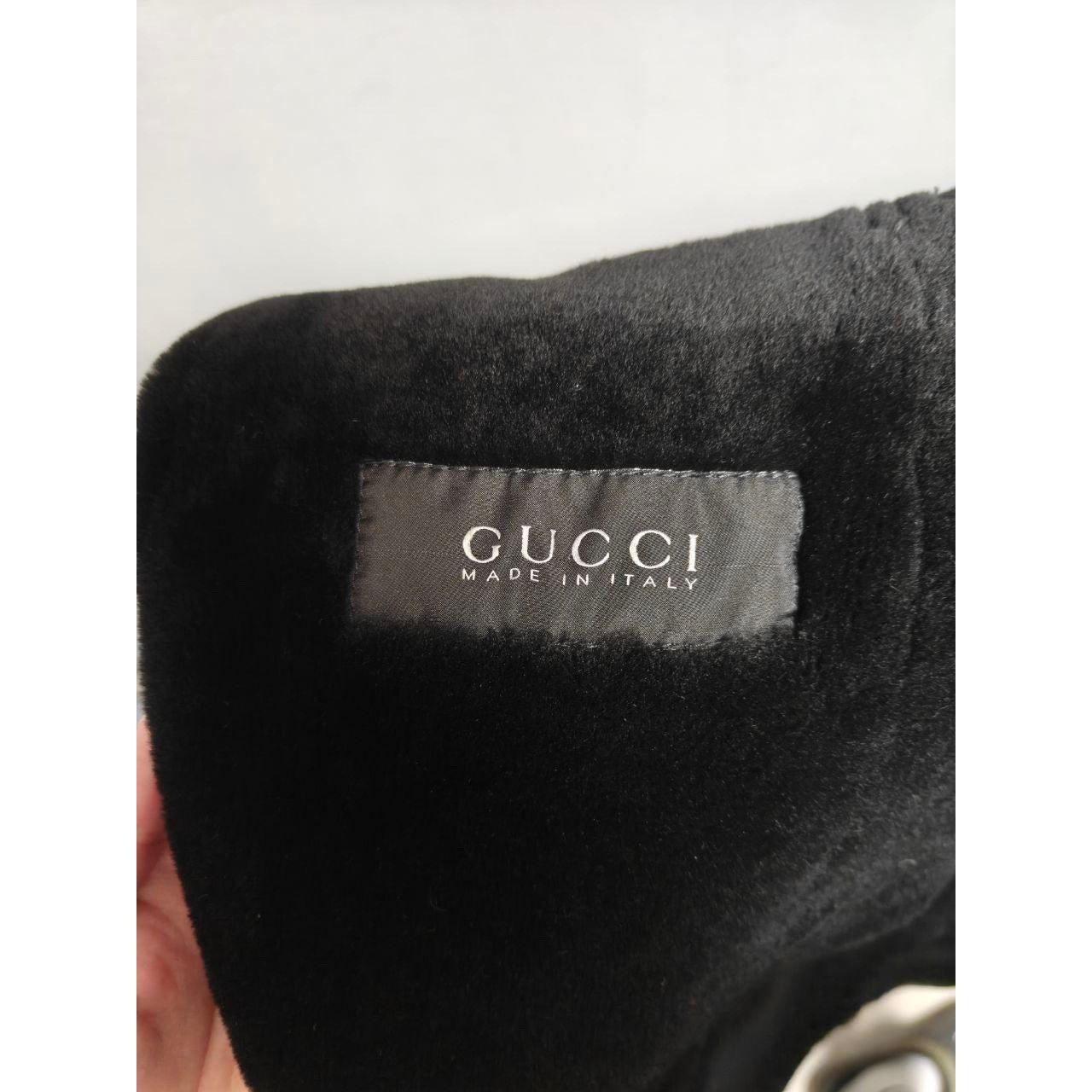 Donna Gucci Cappotto doppiopetto in shearling nero Sz.L. in vendita