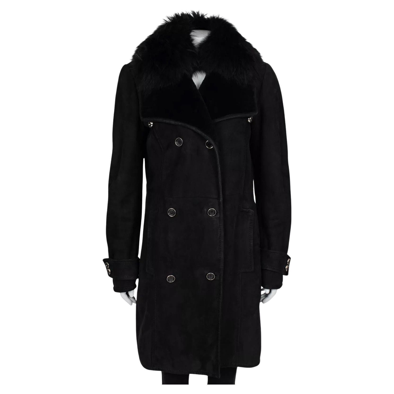 Gucci Cappotto doppiopetto in shearling nero Sz.L. in vendita
