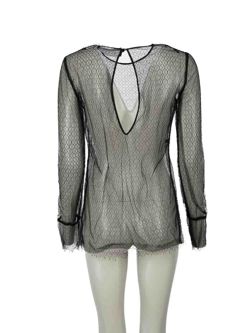 Gucci Black Sheer Mesh Net Blouse Size M In Excellent Condition In London, GB
