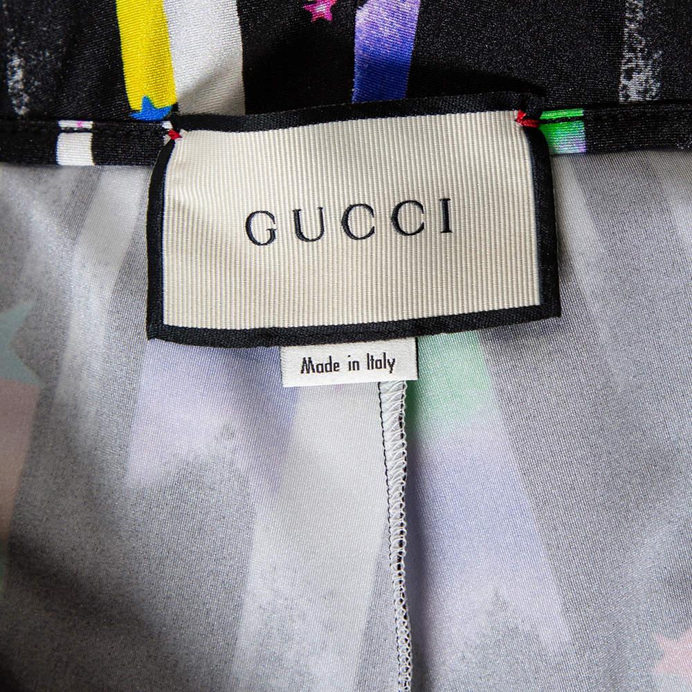 Gucci Black Shooting Star Printed Jersey Zipper Hem Detail Leggings S For Sale 1