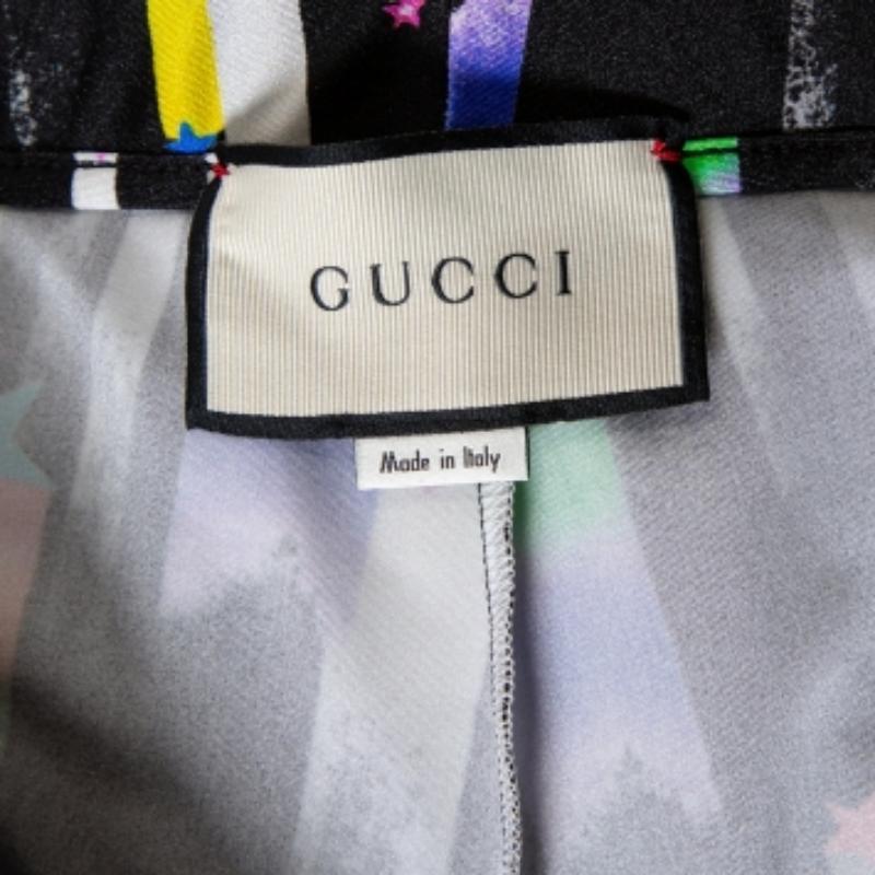 Gucci Black Shooting Star Printed Jersey Zipper Hem Detail Leggings S For Sale 5