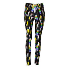 Gucci Negro Shooting Star Impreso Jersey Cremallera Dobladillo Detalle Leggings S