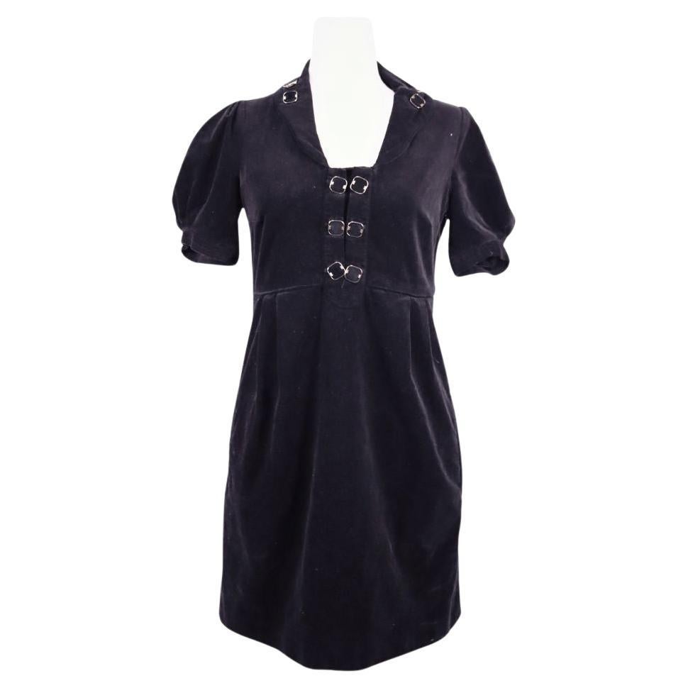 Gucci Black Short Sleeve Dress with Buckle Details - EU 42