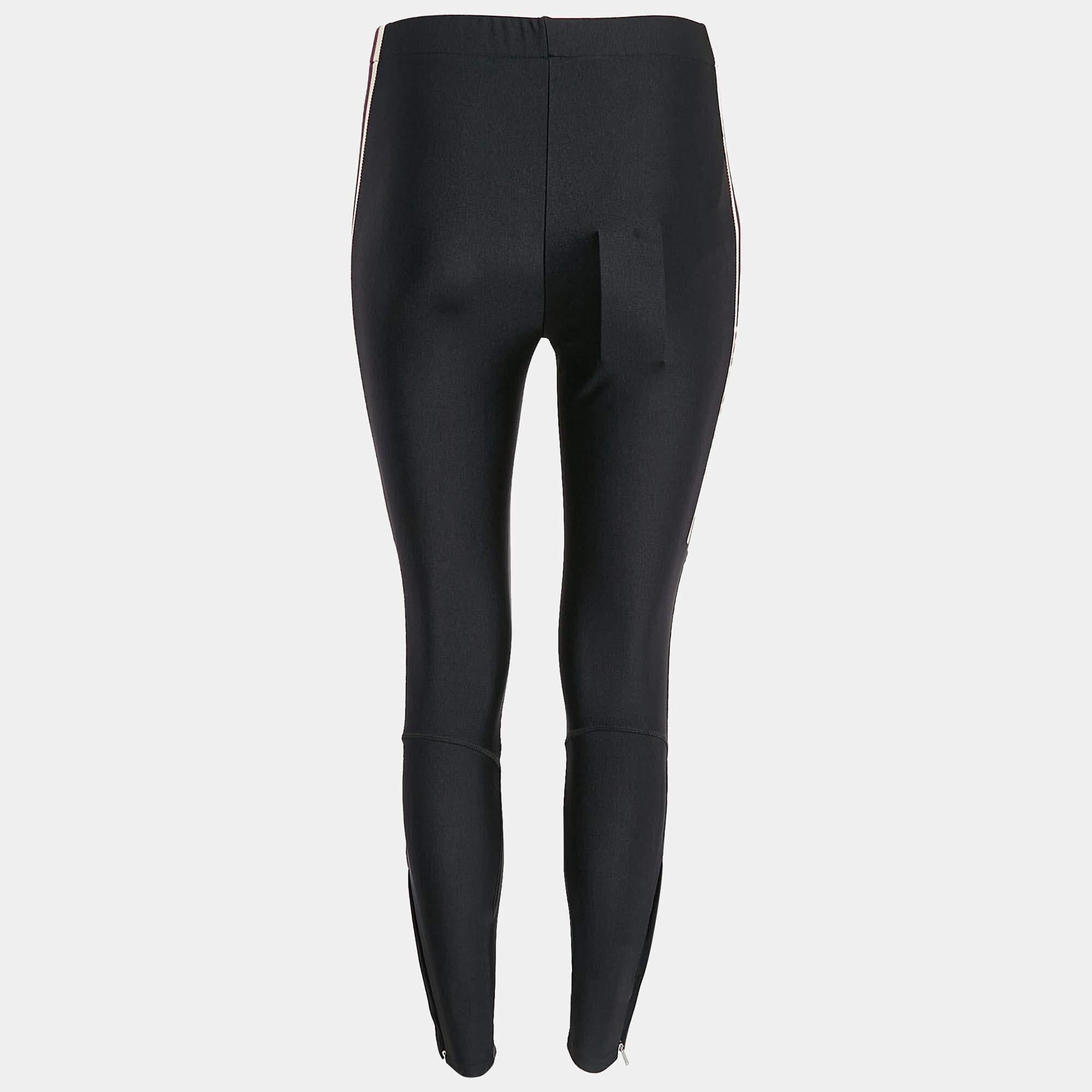 Gucci Black Side Stripe Trim Jersey Leggings XS In Excellent Condition For Sale In Dubai, Al Qouz 2