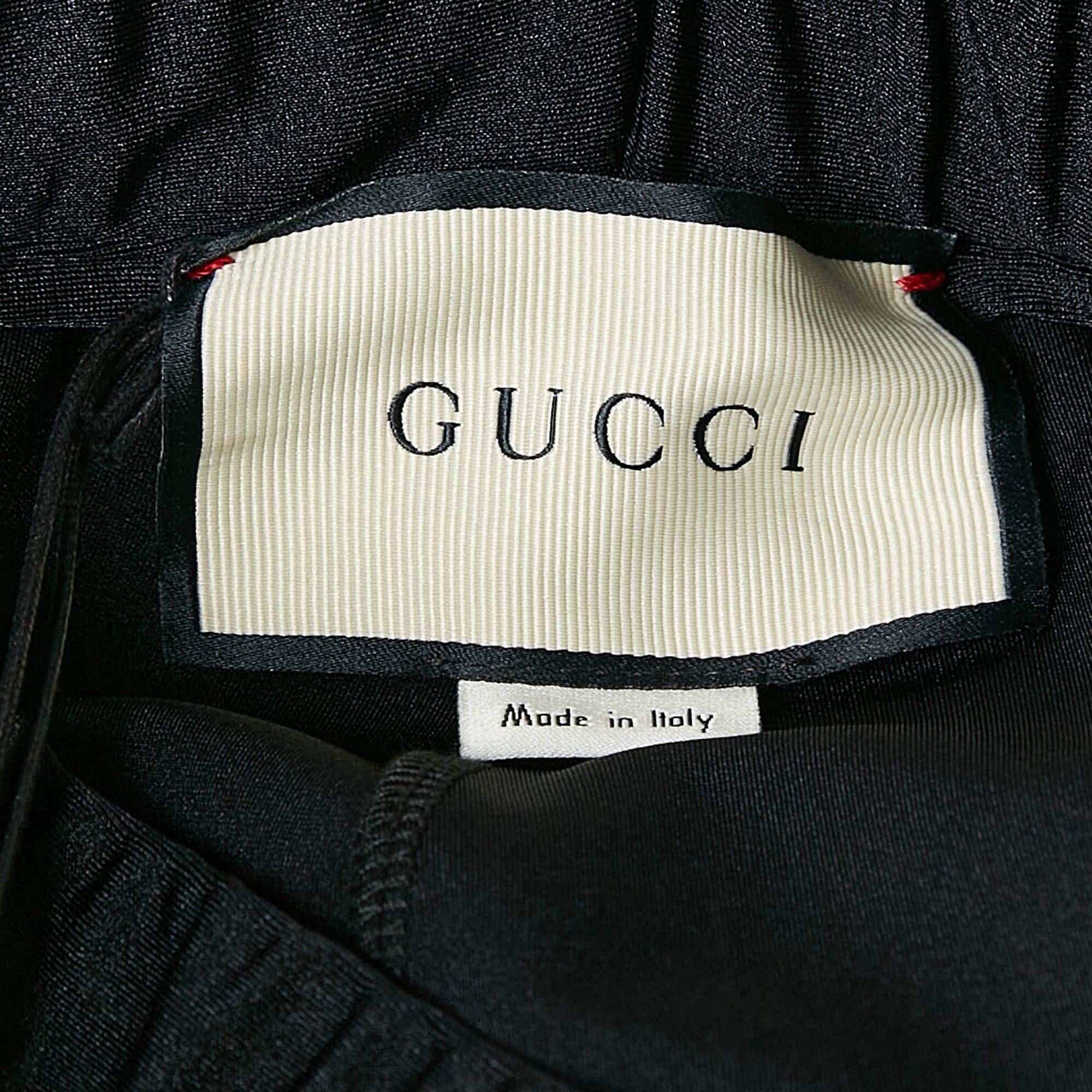 Gucci Black Side Stripe Trim Jersey Leggings XS For Sale 2