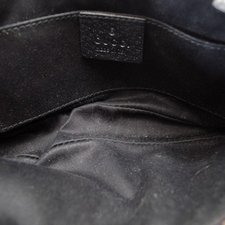 Gucci Black Signature GG Canvas Chain Link Nailhead Pochette Handbag