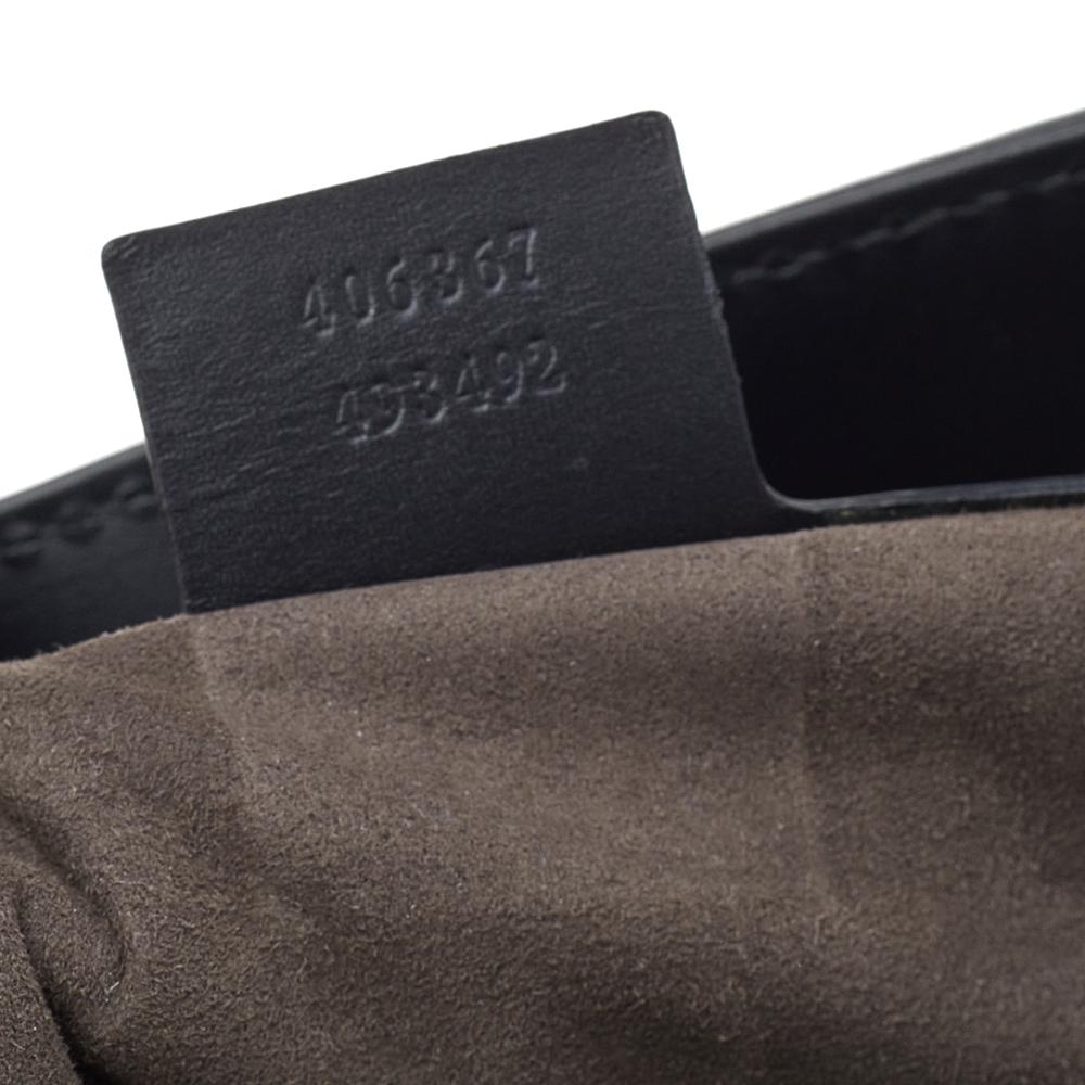 Gucci Black Signature Leather Flap Messenger Bag 1