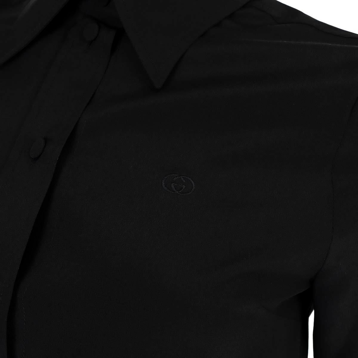 GUCCI black silk 2020 CREPE Button-Up Shirt 36 XXS For Sale 1