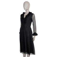 GUCCI black silk 2022 ORGANZA SLEEVE RUFFLED Dress 42 M