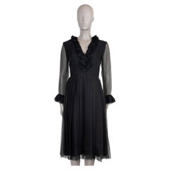 GUCCI black silk 2022 ORGANZA SLEEVE RUFFLED Dress 42 M