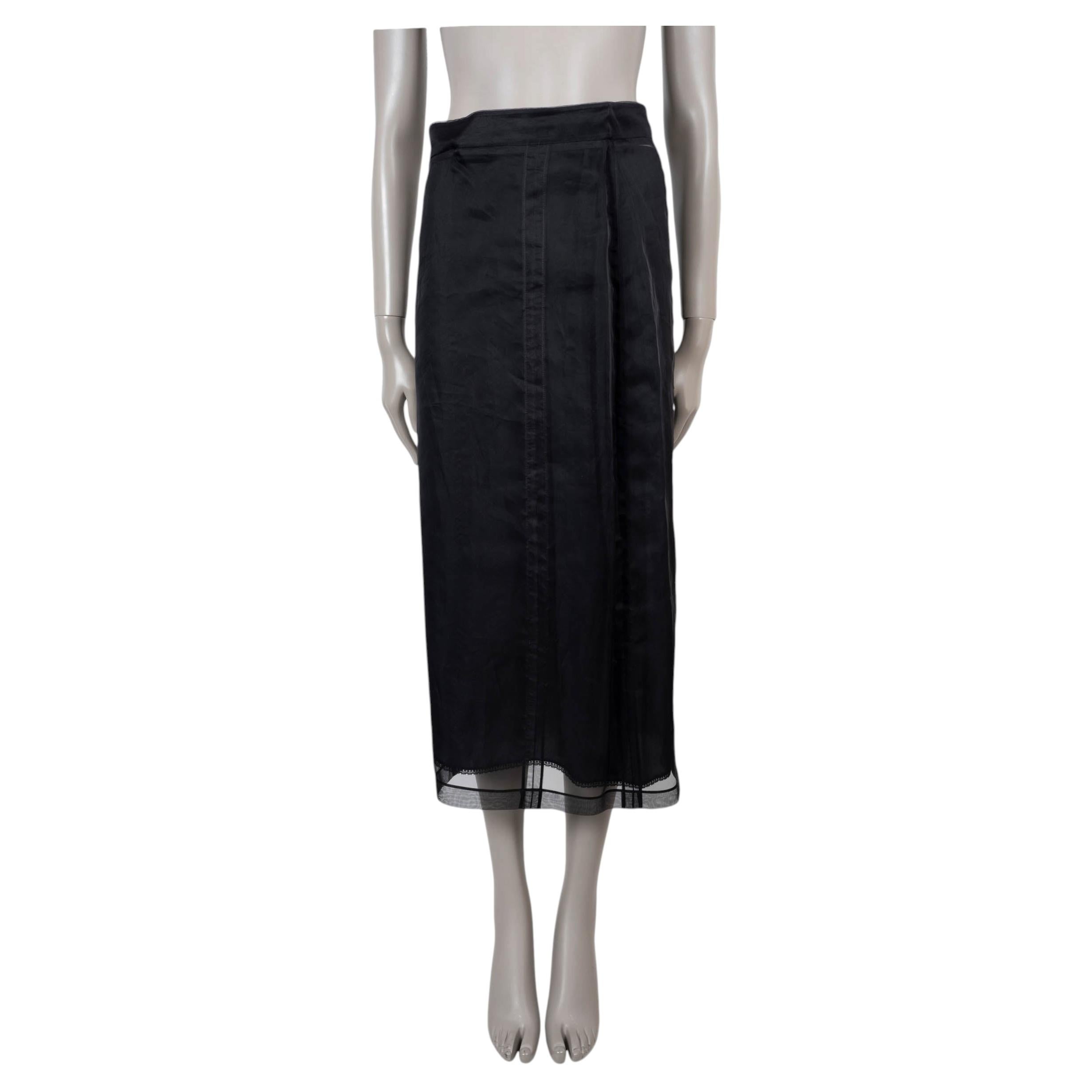 GUCCI black silk 2024 ORGANZA PENCIL MIDI Skirt 42 M For Sale at