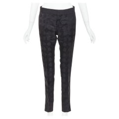 GUCCI black silk blend tiger head jacquard mid waist cropped dress pants IT44 XS