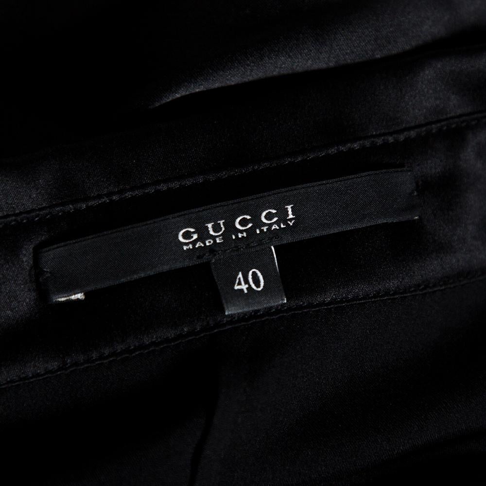 Gucci Black Silk Button Front Shirt S In Good Condition In Dubai, Al Qouz 2