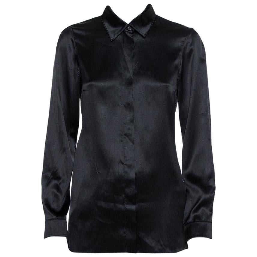 Gucci Black Silk Button Front Shirt S