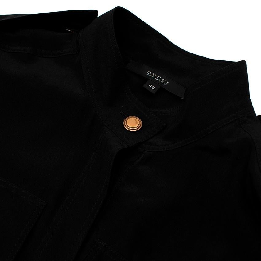 Gucci Black Silk Button Up Military Shirt - Size US4 For Sale 2