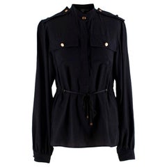 Gucci Black Silk Button Up Military Shirt - Size US4