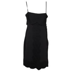 Gucci Black Silk Cami Llttle Black Dress with Lace Trim Size 42 IT
