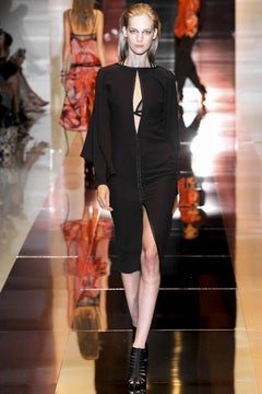 Gucci Black Silk Cape Effect Deep Plunging Open Back Cocktail Dress S