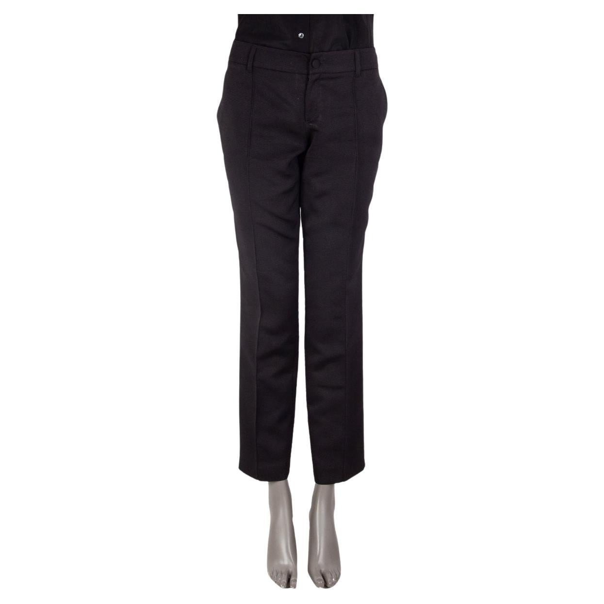 GUCCI - Pantalon en soie noire CLASSIQUE TAPERED 44 L en vente