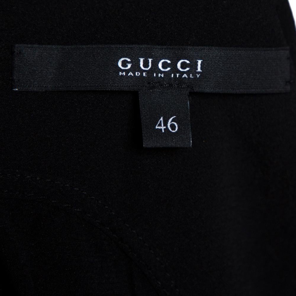 Gucci Black Silk Crepe Keyhole Neckline Dress L 1