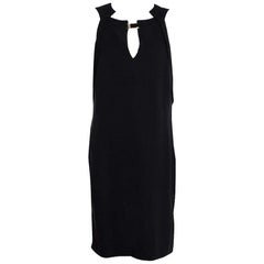 Gucci Black Silk Crepe Keyhole Neckline Dress L