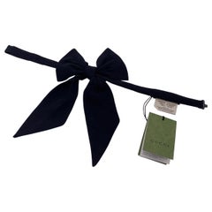 Gucci Black Silk Crepe Papillon Bow Tie with Tips