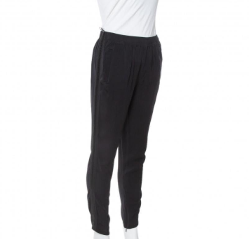 Women's Gucci Black Silk Crepe Tapered Trousers S For Sale