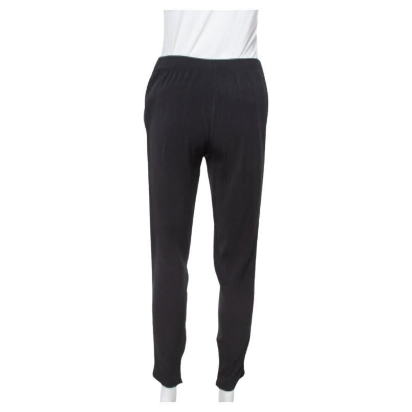 Gucci Black Silk Crepe Tapered Trousers S For Sale
