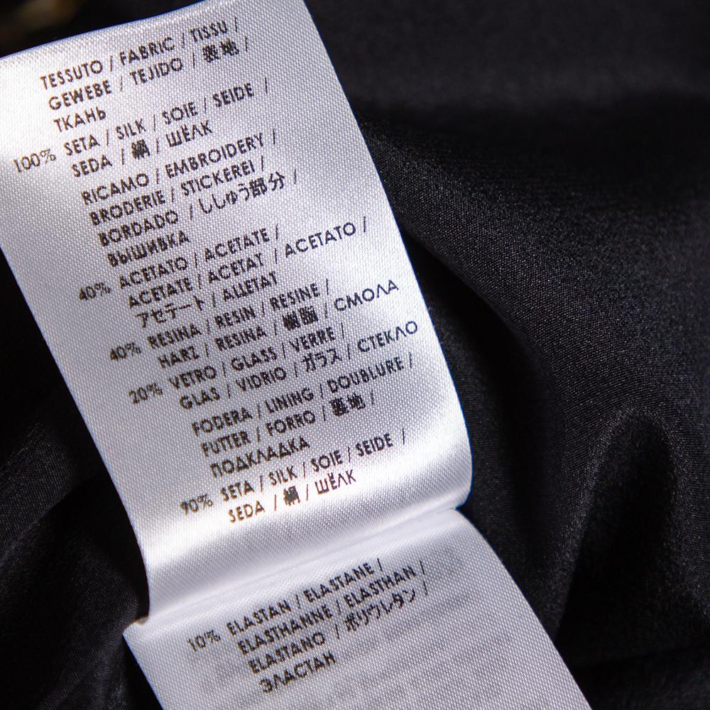 Women's Gucci Black Silk Embellished Detail Shift Dress M
