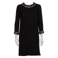 Gucci Black Silk Embellished Detail Shift Dress M