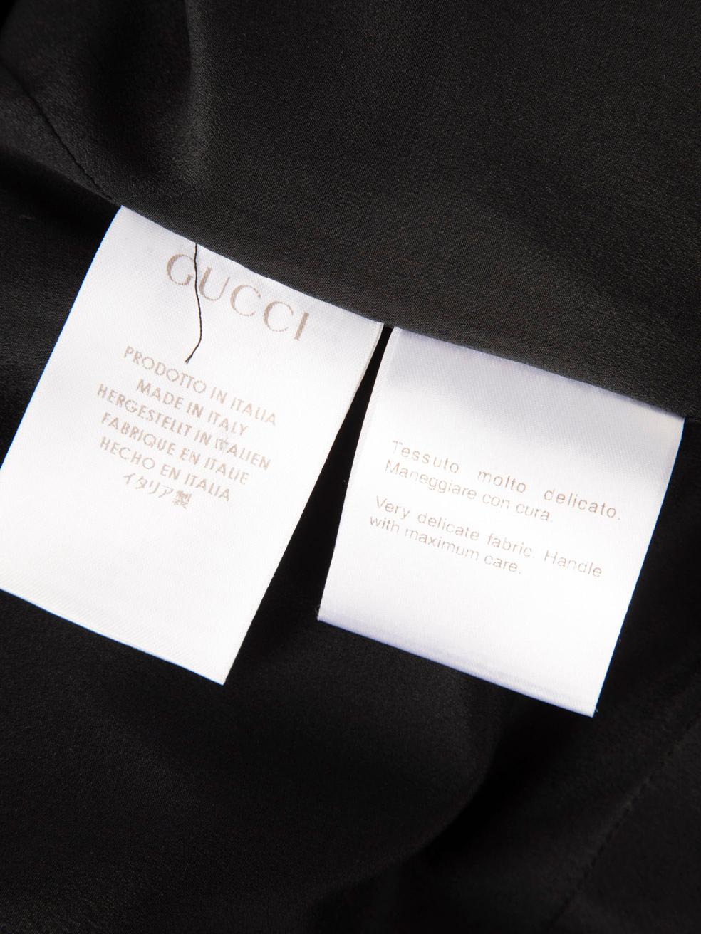 Gucci Black Silk Mesh Detail Long Sleeve Dress Size S For Sale 3