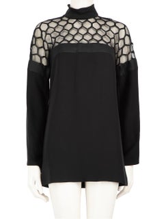 Gucci Black Silk Mesh Detail Long Sleeve Dress Size S
